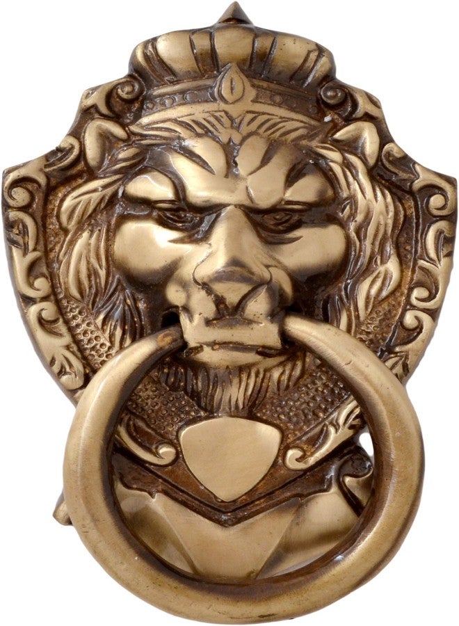 Two Moustaches Victorian Style 100% Pure Brass Door Knocker, Lion Door Knocker, Door Knockers for Main Door, Antique Brown, Standard, Pack of 1 - Image 1